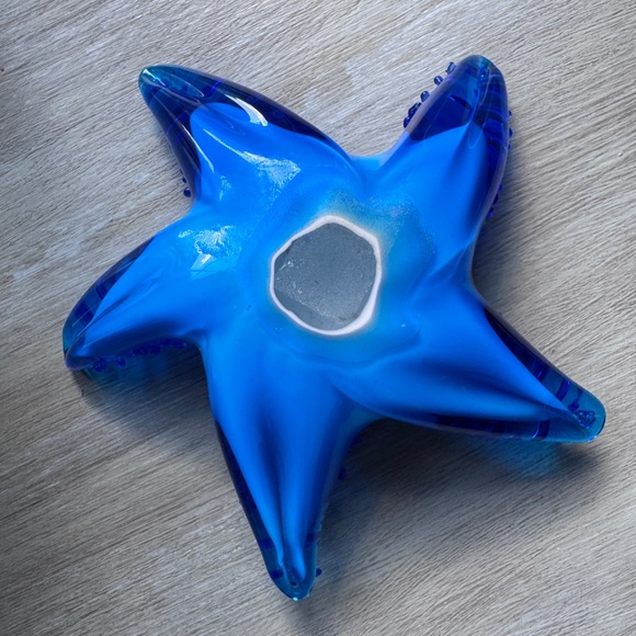 Deep Blue Glass Starfish Sculpture Paperweight - Picture 3 of 4